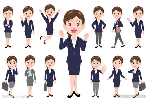 女白领商务卡通矢量图设计图 卡通设计