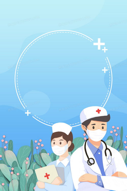 清新的医护商务卡通手绘边框背景背景图片素材免费下载 熊猫办公