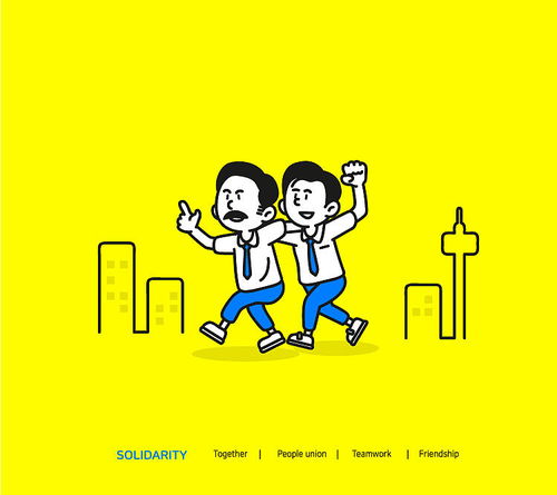 漫画卡通商务人物职场业绩团队工作场景插画海报设计